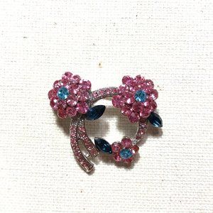 Pink and Blue Crystal Brooch